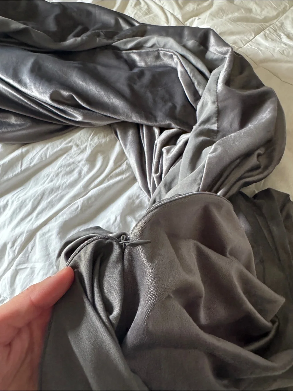 Charcoal Grey Minky/Velvet Weighted Blanket Duvet Cover - 48